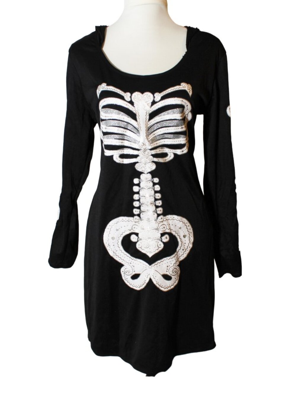 Spirit Halloween Gothic Skeleton Hooded Dress XL